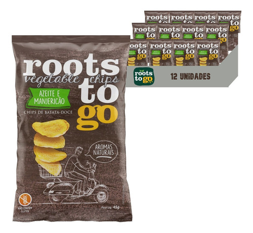 Roots To Go Batata-doce Azeite E Manjericão 45g (12 Pacotes)