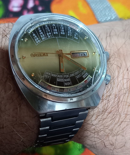 Reloj Orient Multi Year Calendar Y469672-4a Plateado Plateado Marrón Claro