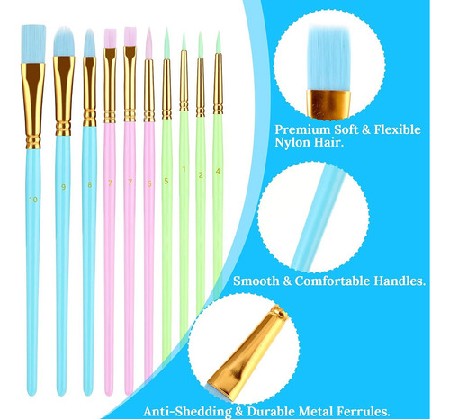 Set De Pintura Artística De 10 Piezas, Pinceles De Acuarela