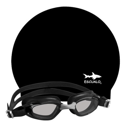 Escualo Set De Natacion Para Joven Gorra Y Goggle Negro