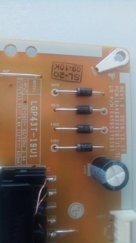 Tarjeta Fuente LG Eax68304101 (1.7) Mod. 43un7300puc (Usado)