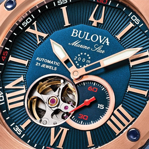 Relógio Bulova Marine Star Automático Esqueleto 98a227 + Nfe