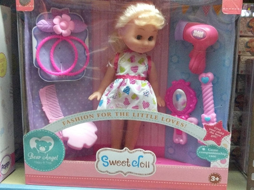 Muñeca Sweet Doll Con Pelo + Secador + Accesorios Peluquería
