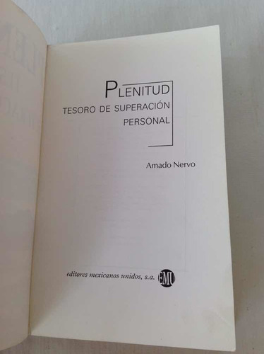Libro Plenitud Tesoro De Superación Personal Amado Nervo (Usado)