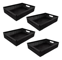 Comprar Kit 4 Cestos Organizadores Juta A5 2l Preto 24x16,5x6,5 Cm