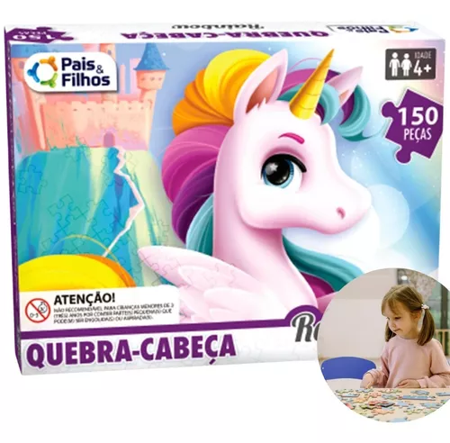 Jogo Quebra Cabeça Infantil Unicórnio Rainbow 150 Peças Brinquedo Pais e  Filhos - Colorido