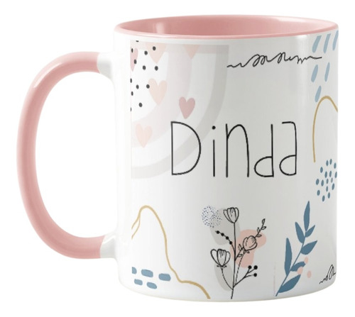 Caneca Feminina Família Presente Mulheres Mãe Dia Das Mães Cor Rosa-claro Dinda
