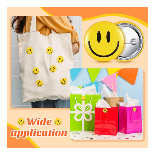200 Pcs Smile Face Button Pin Retro Pinback Insignia Cásica