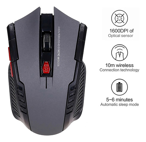 Mouse Inalambrico 2.4ghz 1200cpi Usb Optico Ergonomico Mause