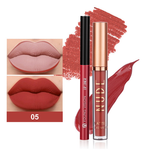Set De Lápiz Labial Líquido Mate G Lip Gloss Y Lápiz Delinea