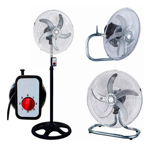 Ventilador Turbo 90w 3 En 1 Mesa Piso Pared Altura Regulable