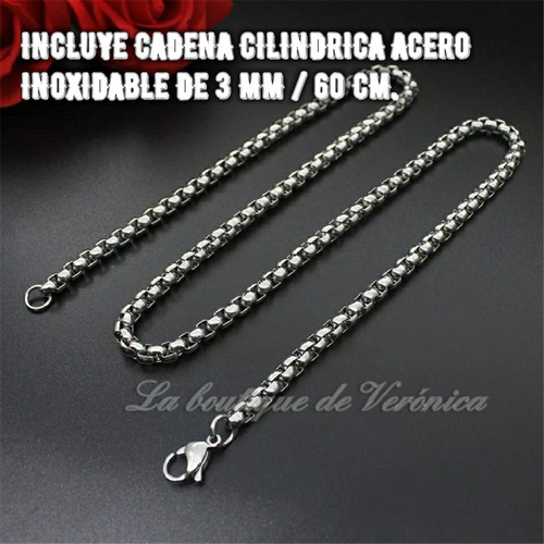 L Dije San Judas Tadeo Plano Acero Inoxidable Con Cadena