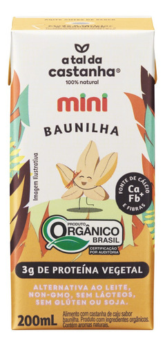 Bebida à Base de Castanha-de-Caju Orgânica Baunilha A Tal da Castanha Mini Caixa 200ml