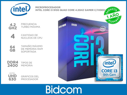 Micro Procesador Intel Core I3 9100 4.2ghz Video Intel Hd