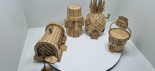 Miniaturas Coleção Bob Esponja Quebra Cabeça 3d Em Mdf