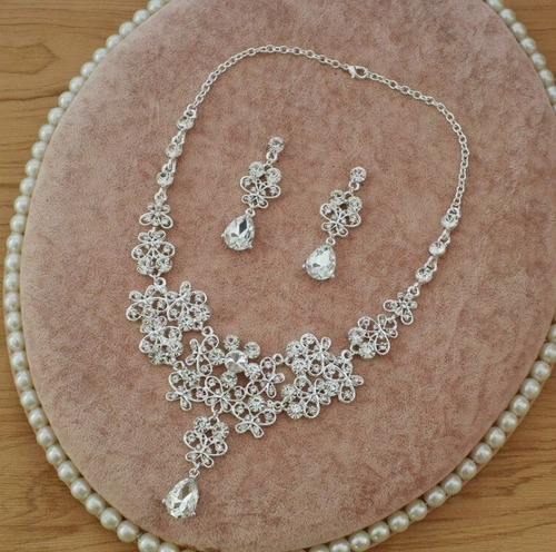 R Conjunto Collar Corona Bisuteria De Arete Para Novia O Xv