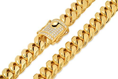 Collar De Cadena De Oro 14mm 24k Corte De Diamante Eslabón C