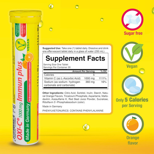 T&d Oxi C 1000 mg de vitamina C, 140 comprimidos efervescentes