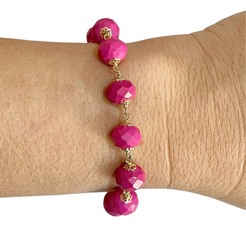 Pulseira Semijoia Dourada Com Pedras