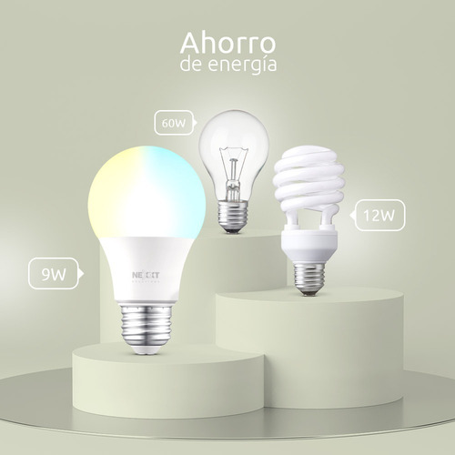Imagen 3 de 6 de Bombillo Nexxt Nhb-w110 Luz Calida/fria Smart Wifi Pack 1