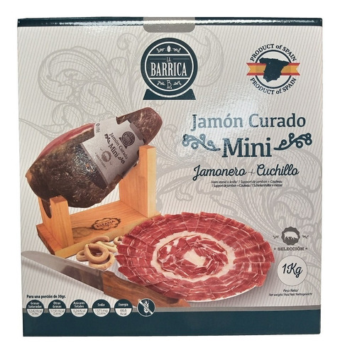 Kit Presente Mini Jamón (presunto Crú) 1kg + Suporte + Faca