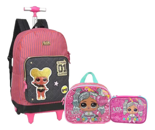 Kit Mochila Infantil Rodinhas Alças Lol Queen Be Surprise G