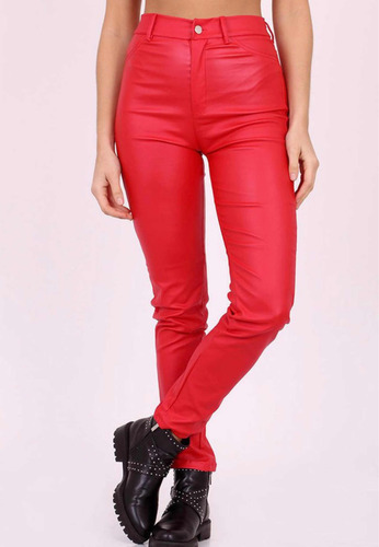 Pantalón Engomado Chupin Elastizado Tiro Alto Tipo Jeans