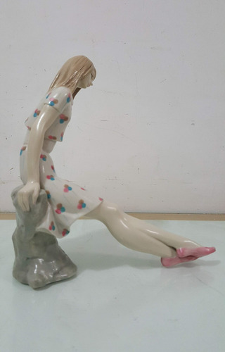 Figura Porcelana Española Nalda No Lladró Sello Grande Mujer (Usado)