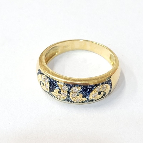 Imagen 2 de 5 de Anillo Oro 18kts Esmalte Y Cubics 4,7grs N°16 Brumat