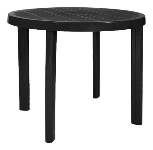 Mesa Redonda Plástica 90cm Guinea Preta 4 Lugares Cor Preto