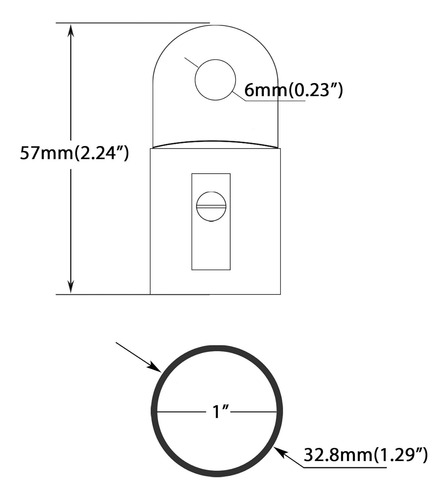 Barco Bimini Top Fittings Nylon Eye End Cap 1.0pulgadamarine
