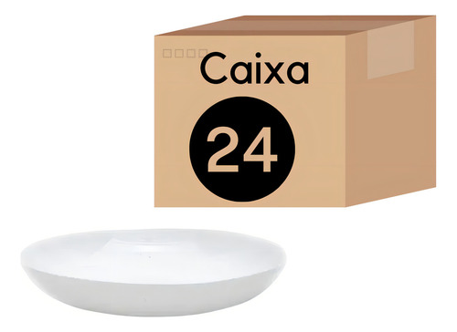 Kit 24 Prato Branco De Vidro Fundo 22cm Blanc Duralex
