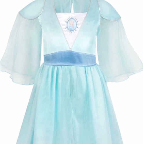 Elsa Frozen 2 Camison Deluxe Con Capa Talla 7-8 Disney