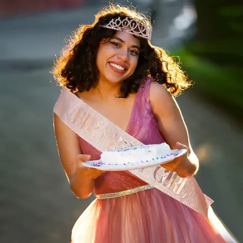 Corona Y Diadema De Cumpleaños Brillante Para Chicas Y Mujeres – Rosa Con Purpurina, Ajustable, Ideal Para Fiestas