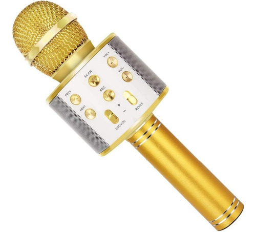 Microfono Karaoke + Parlante Bluetooth Usb Rosado Niños ® Color Dorado