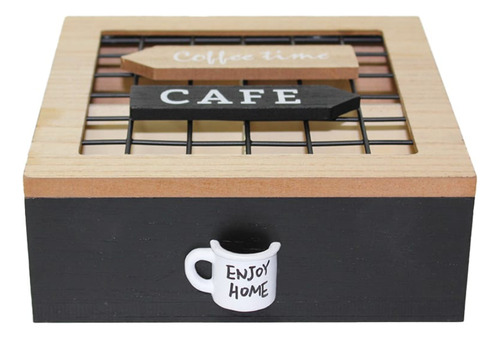 Caja De Te 4 Divisiones Tapa Con Diseño Decorativa Decohogar