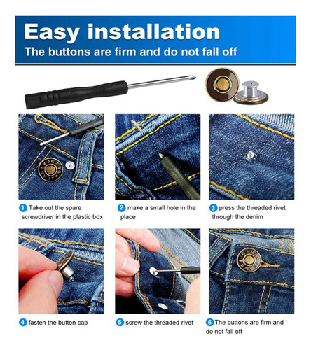 Paquete De 100 Jeans De Repuesto Con Botones, 17 Mm, Removib