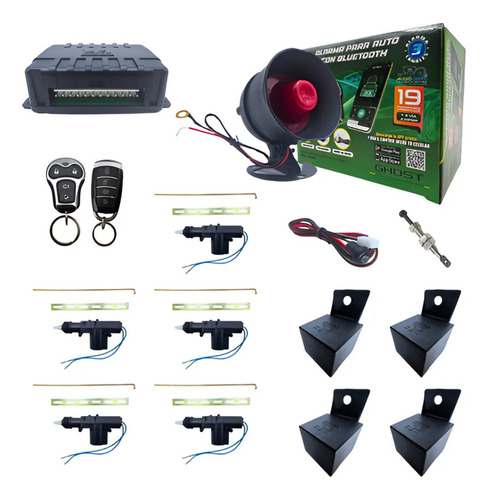 Kit Alarma Automovil Black Hunter + 5 Actuador + 4 Relevador