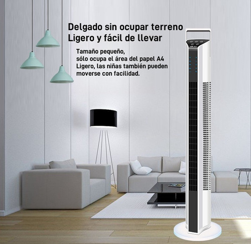 Ventilador De Torre Silencioso Giratorio Con Control Remoto Estructura Blanco Aspas Negro Diámetro 18 Cm Frecuencia 50 Material De Las Aspas Plástico