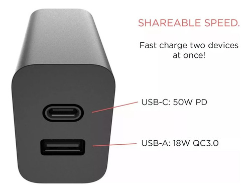 Cargador Rápido 50w Compatible Motorola Moto G7 Plus Negro