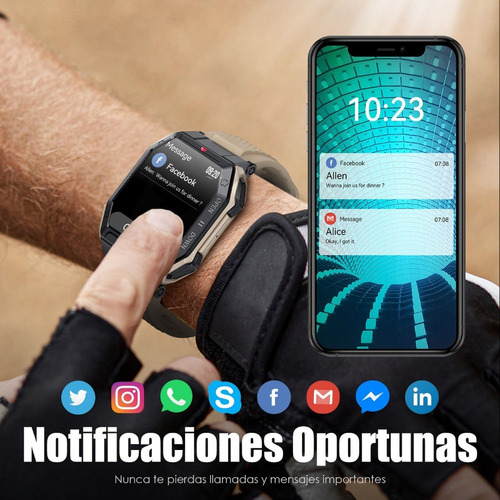 Smartwatch Táctico De 1.85 In Con Bluetooth Y Rastreador
