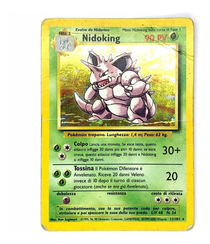 Nidoking 11/102 Holo - Carta Original Pokémon Base Set