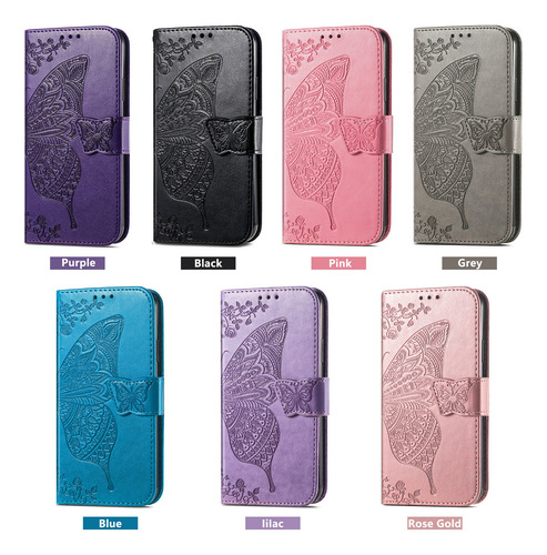 Funda Tipo Cartera Emboss Butterfly Para Motorola Con Tapa
