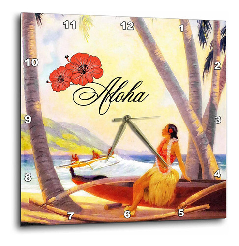 Reloj De Pared  Aloha Pintura Vintage Repintada Entorno...