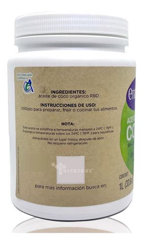 Imagen 7 de 7 de Aceite De Coco Virgen Orgánico 1 Lt E-nature