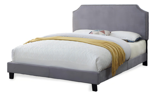 Base De Cama King Size Con Cabecera Forrada Y Acolchada