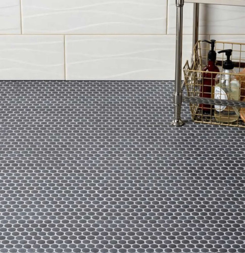 Mosaico Malla Penny Gris-negro Piso Pared Antiresbalante