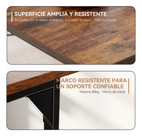 Escritorio Ciriaca 100cm Con Bolsillo Gancho Lateral Vintage