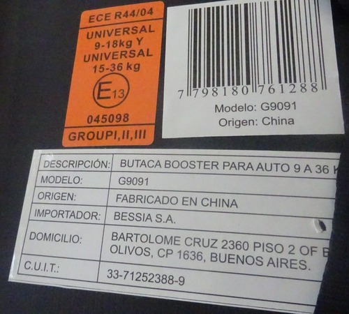 Imagen 6 de 7 de Butaca - Booster Con Respaldo Para Bebe P/auto Hasta 36 Kg.