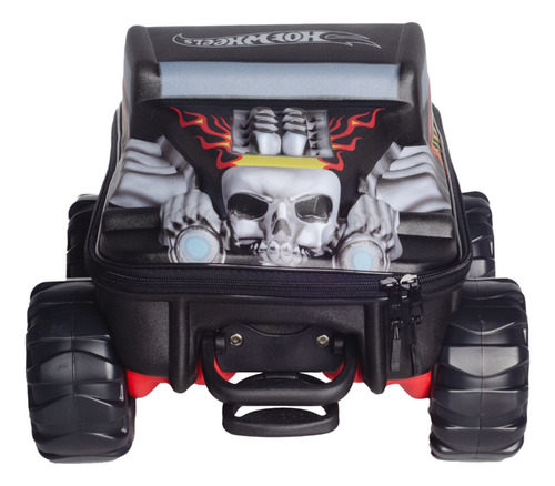 Mochila Carro Hotwheels Bone Monster Escolar 3d Impermeável Cor Preto